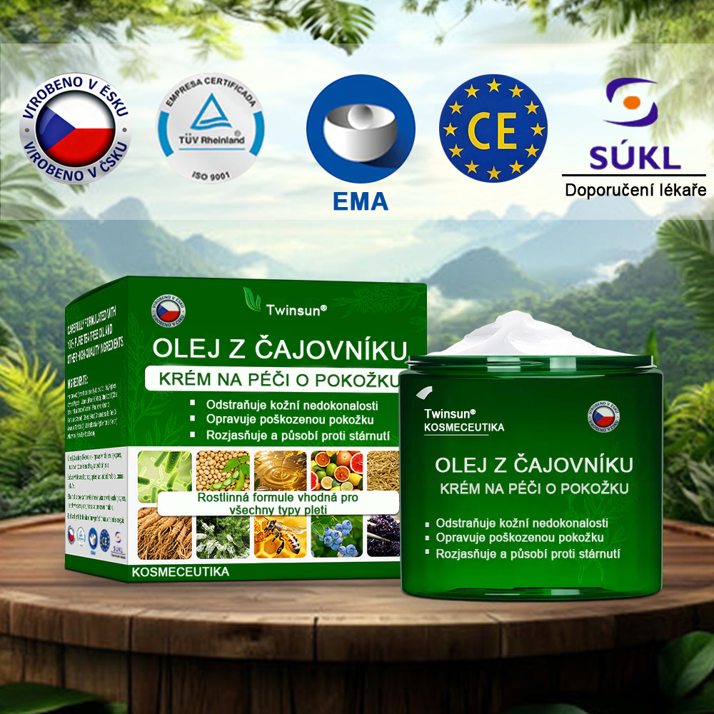 ✅ S osvědčením SÚKL 🌿 Twinsun® Tea Tree Krém – Odstraňuje nedokonalosti pokožky, regeneruje poškozenou pleť, dodává jí zářivý vzhled a poskytuje omlazující péči 🌳