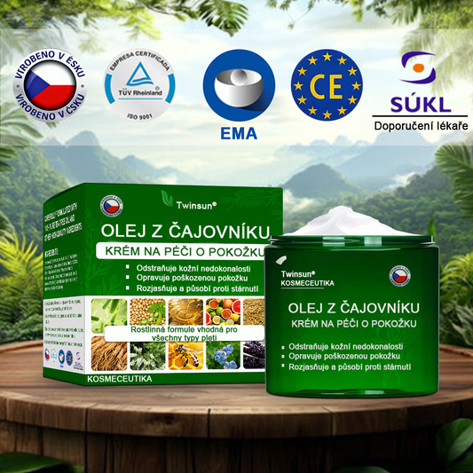 ✅ S osvědčením SÚKL 🌿 Twinsun® Tea Tree Krém – Odstraňuje nedokonalosti pokožky, regeneruje poškozenou pleť, dodává jí zářivý vzhled a poskytuje omlazující péči 🌳