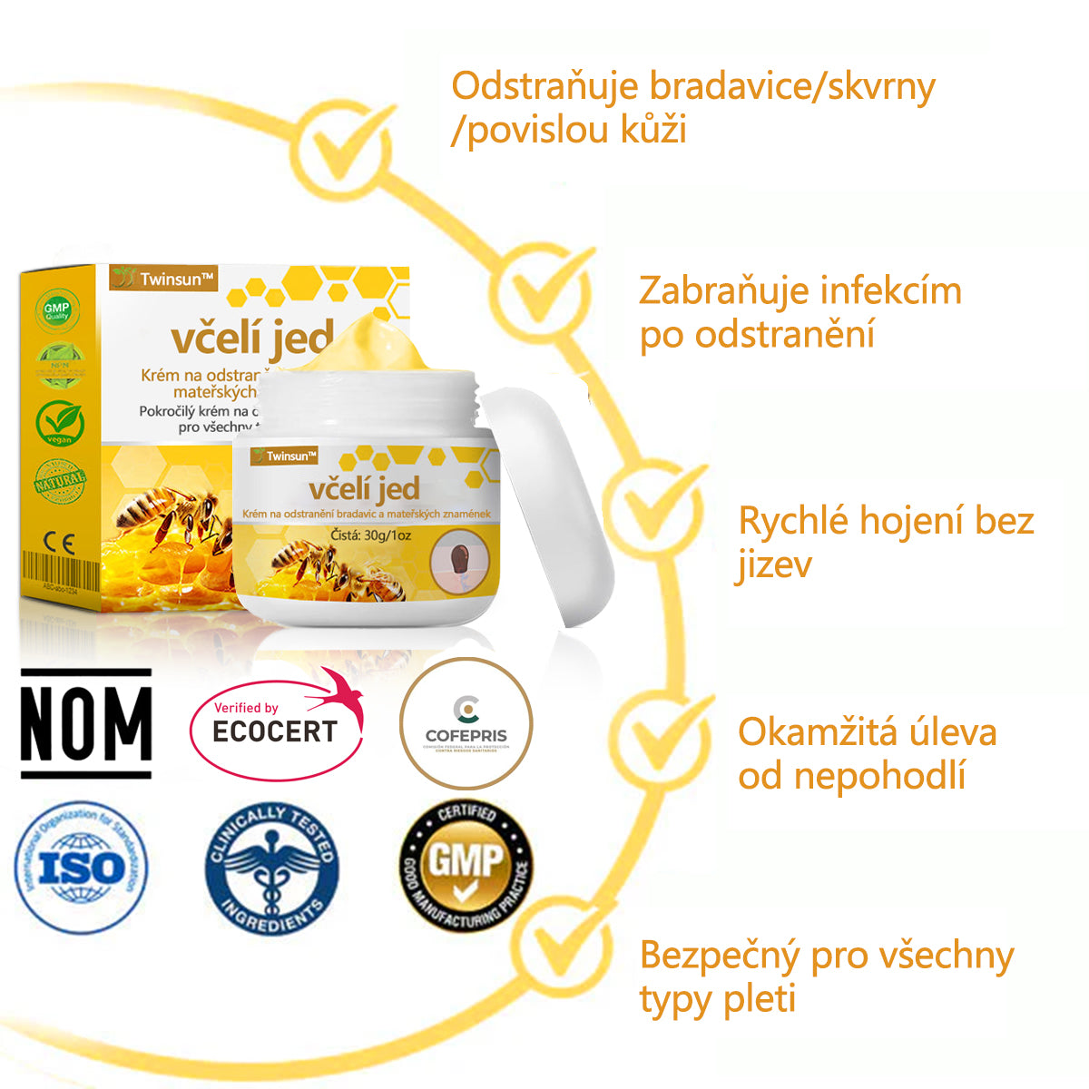 Twinsun™ Extra Silný Krém s včelím jedem, certifikovaný EMA💖 Na ošetření bradavic, kožních výrůstků, infekcí a keratózy, vyhlazuje nerovnoměrný povrch pokožky🐝