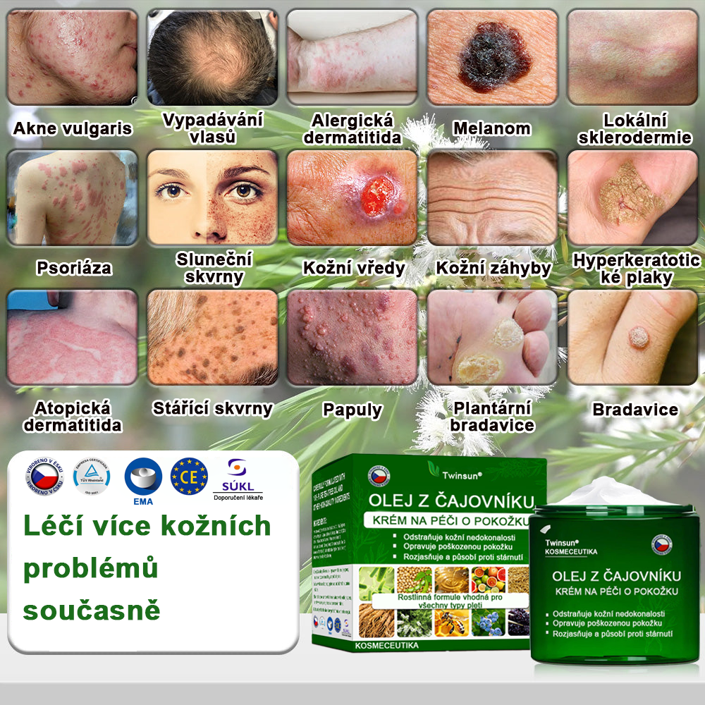 ✅ S osvědčením SÚKL 🌿 Twinsun® Tea Tree Krém – Odstraňuje nedokonalosti pokožky, regeneruje poškozenou pleť, dodává jí zářivý vzhled a poskytuje omlazující péči 🌳