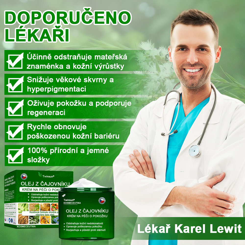 ✅ S osvědčením SÚKL 🌿 Twinsun® Tea Tree Krém – Odstraňuje nedokonalosti pokožky, regeneruje poškozenou pleť, dodává jí zářivý vzhled a poskytuje omlazující péči 🌳