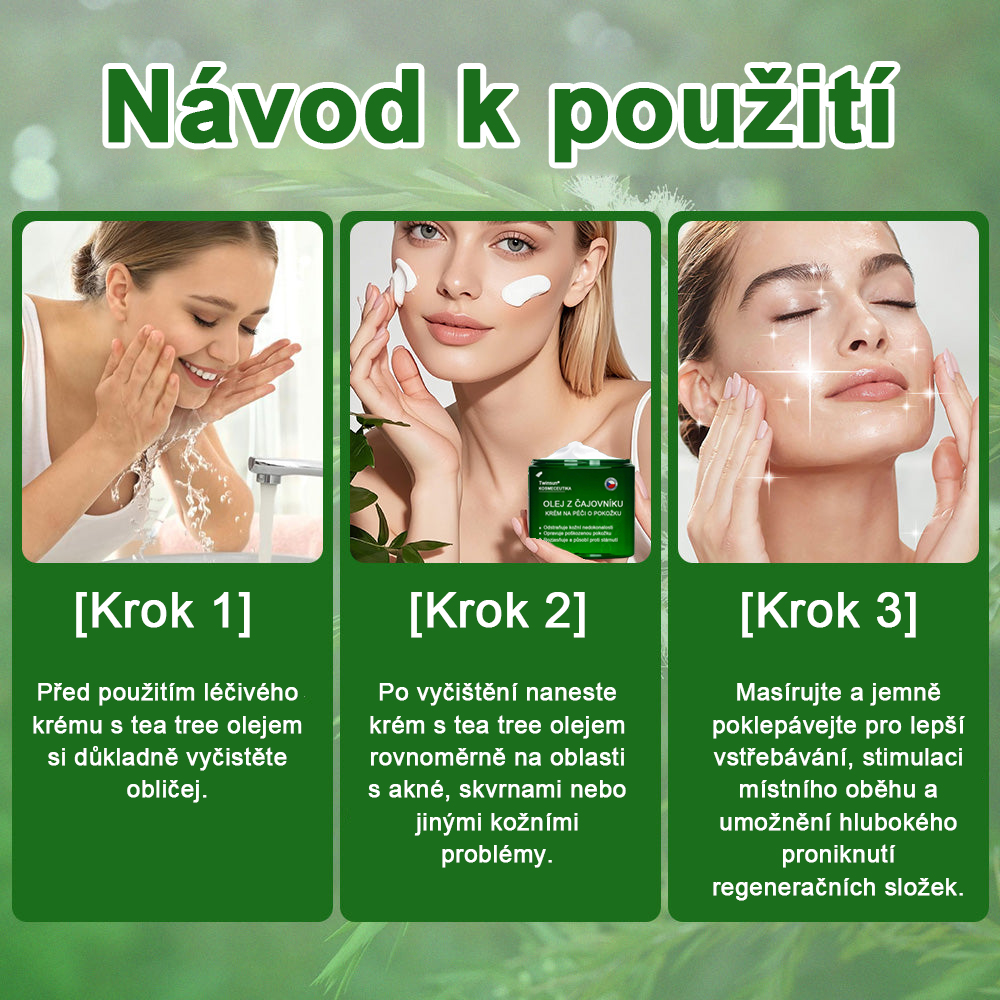 ✅ S osvědčením SÚKL 🌿 Twinsun® Tea Tree Krém – Odstraňuje nedokonalosti pokožky, regeneruje poškozenou pleť, dodává jí zářivý vzhled a poskytuje omlazující péči 🌳