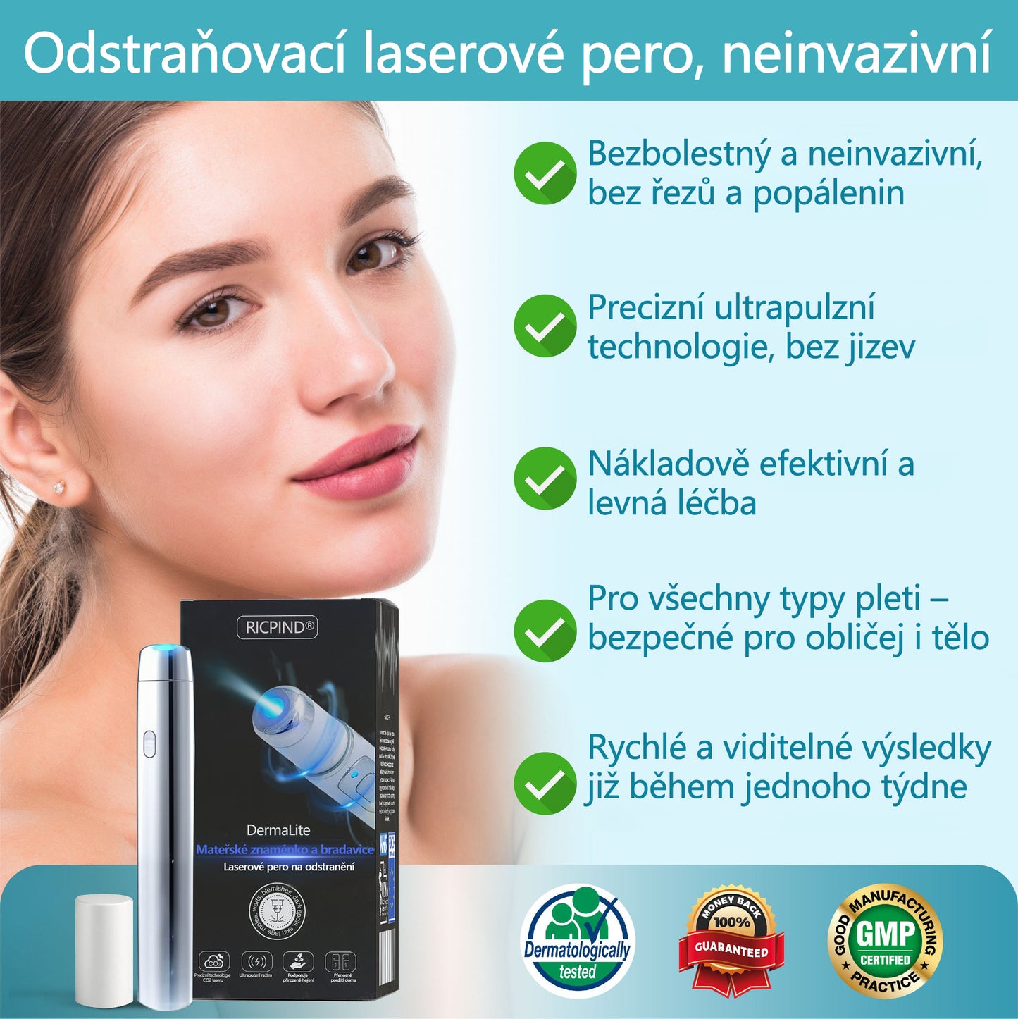 RICPIND® DermaLite laserové pero na odstranění mateřských znamének a bradavic