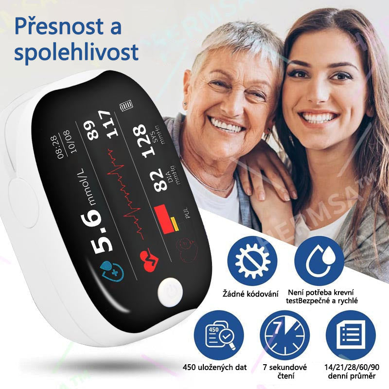 HERMSA™ Vysoce přesný multifunkční neinvazivní zdravotnický přístroj (pro monitorování hladiny cukru v krvi, kyslíku v krvi a krevního tlaku) [99,9% přesnost].