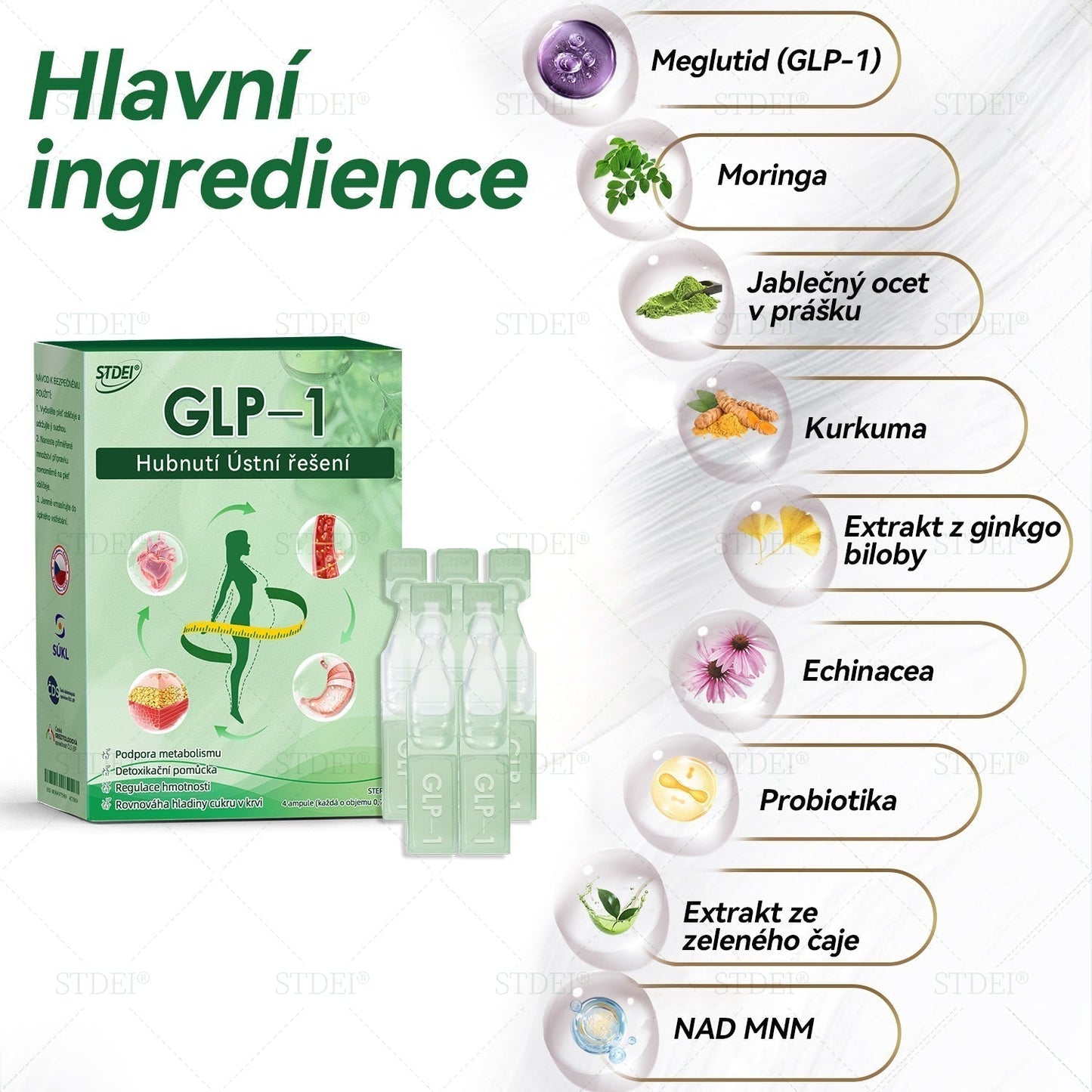 🌿 Oficiální obchod ČR | STDEI® GLP-1 8-v-1 Fit & Vital Řešení (Jednou denně, viditelné změny za 7 dní) 💎 Obezita, kardiovaskulární zdraví, cukrovka, spánková apnoe, zdraví střev, problémy se klouby a další